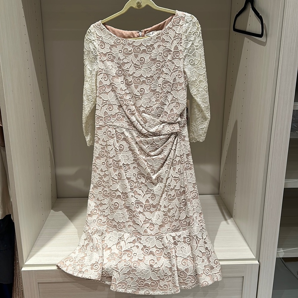 Eliza J size 12 white lace to the knee dress